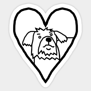 My Valentine Dog Line Drawing Dog Portrait in Heart Sticker